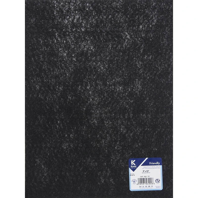 Kunin Friendly Black Stiffened Felt, 12 Sheets