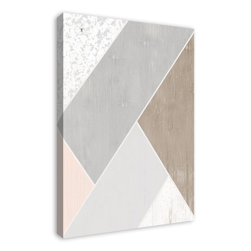 Grey And Blush Geo Abstract 24" x 36" Canvas Wall Art