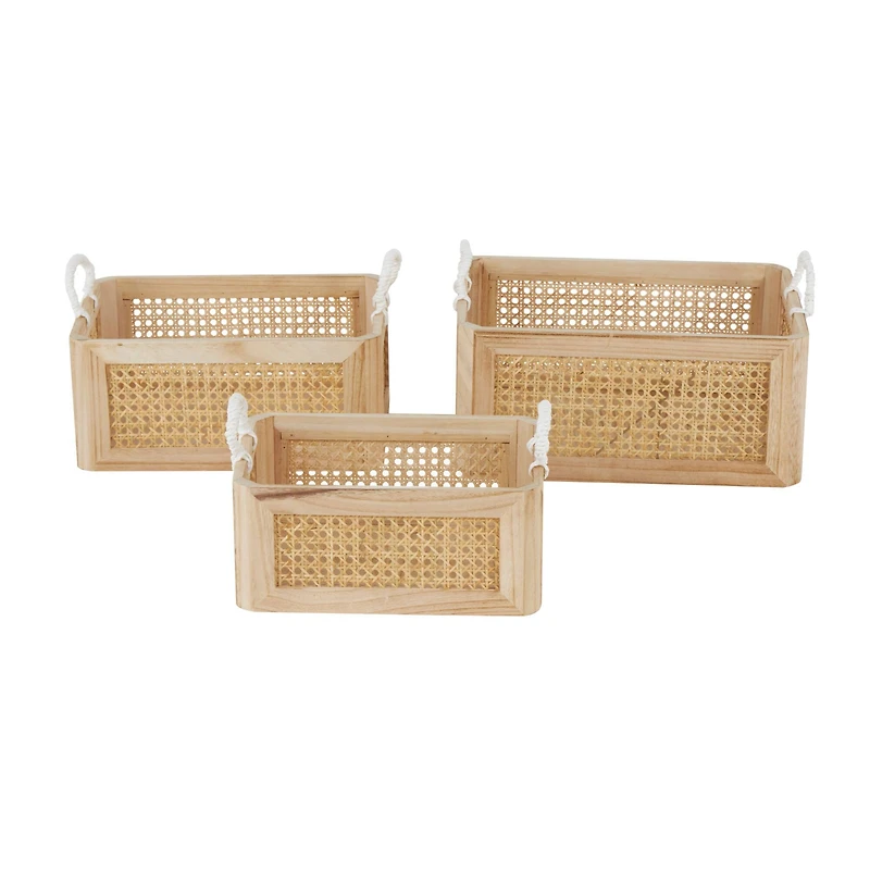 Brown Rattan Woven Storage Basket Set, 3ct.