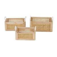 Brown Rattan Woven Storage Basket Set, 3ct.