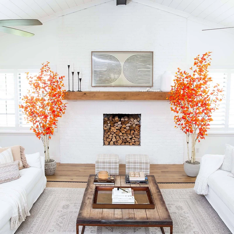 8ft. Potted Artificial Autumn Birch Tree