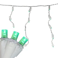 100ct. Green LED Wide Angle Icicle Christmas String Lights with White Wire