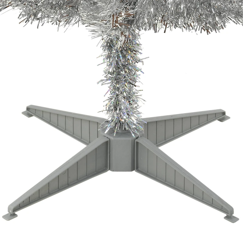 4ft. Pre-Lit Silver Tinsel Artificial Christmas Tree, Clear Lights