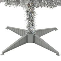 4ft. Pre-Lit Silver Tinsel Artificial Christmas Tree, Clear Lights