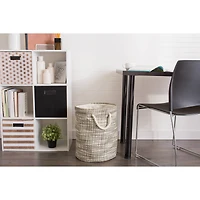 DII® Large Stone Tweed Round Woven Paper Storage Basket