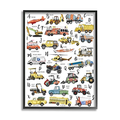 Stupell Industries ABC's of Motor Vehicles Kid's Alphabet Chart in Frame Wall Art