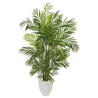 5.3ft. UV Resistant Areca Palm Artificial Tree in White Planter