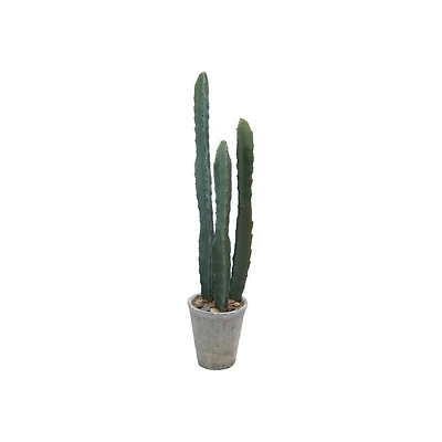 Hello Honey® Round Faux Green Euphorbia Cactus in Cement Pot with Pebbles