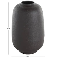 12" Black Textured Rounded Metal Vase