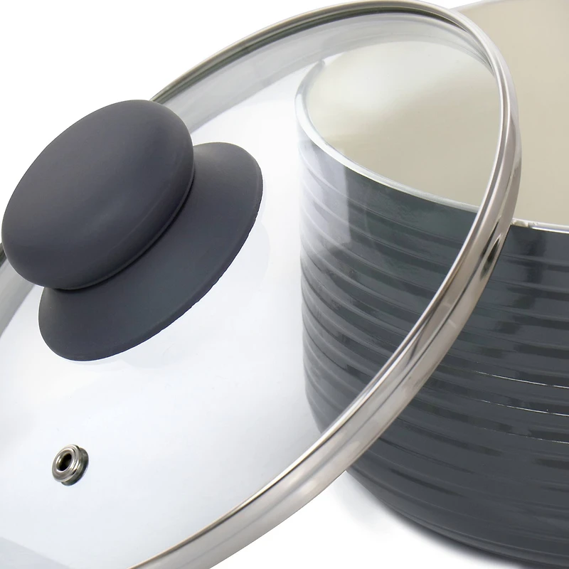 Oster Ridge Valley 2.5qt. Gray Nonstick Aluminum Saucepan with Lid