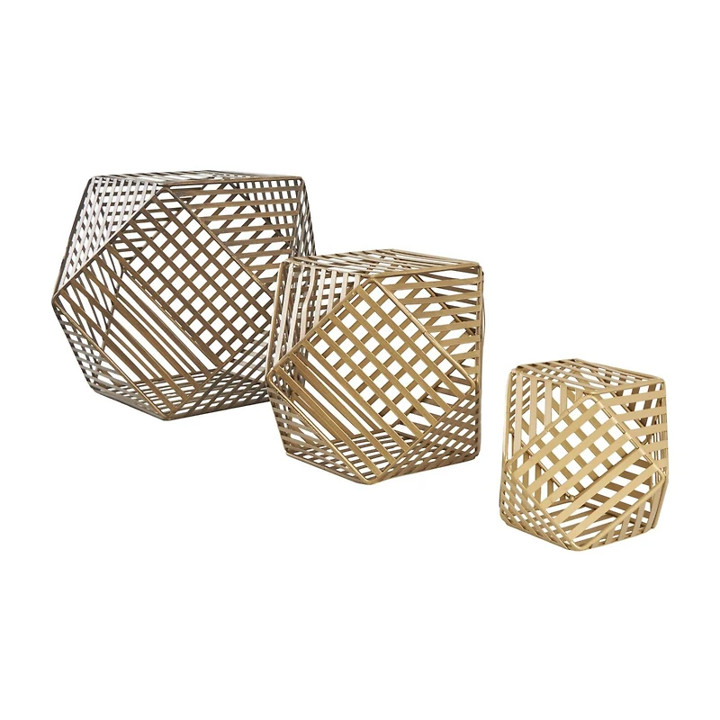 Gold Metal Geometric Sculpture Set, 3ct.