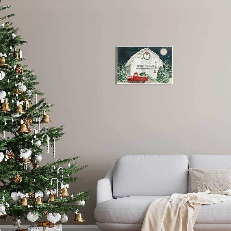 Stupell Industries Nighttime Christmas Barn Farm Wall Plaque Art