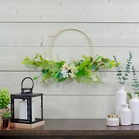 25" Green & Gold Hydrangea & Fern Golden Ring Wreath