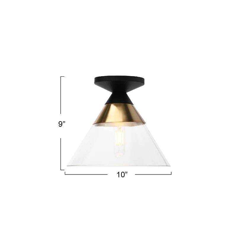 Hello Honey® Robert Stevenson Lighting Theo Metal & Conical Glass Flush Mount Ceiling Light