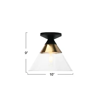 Hello Honey® Robert Stevenson Lighting Theo Metal & Conical Glass Flush Mount Ceiling Light