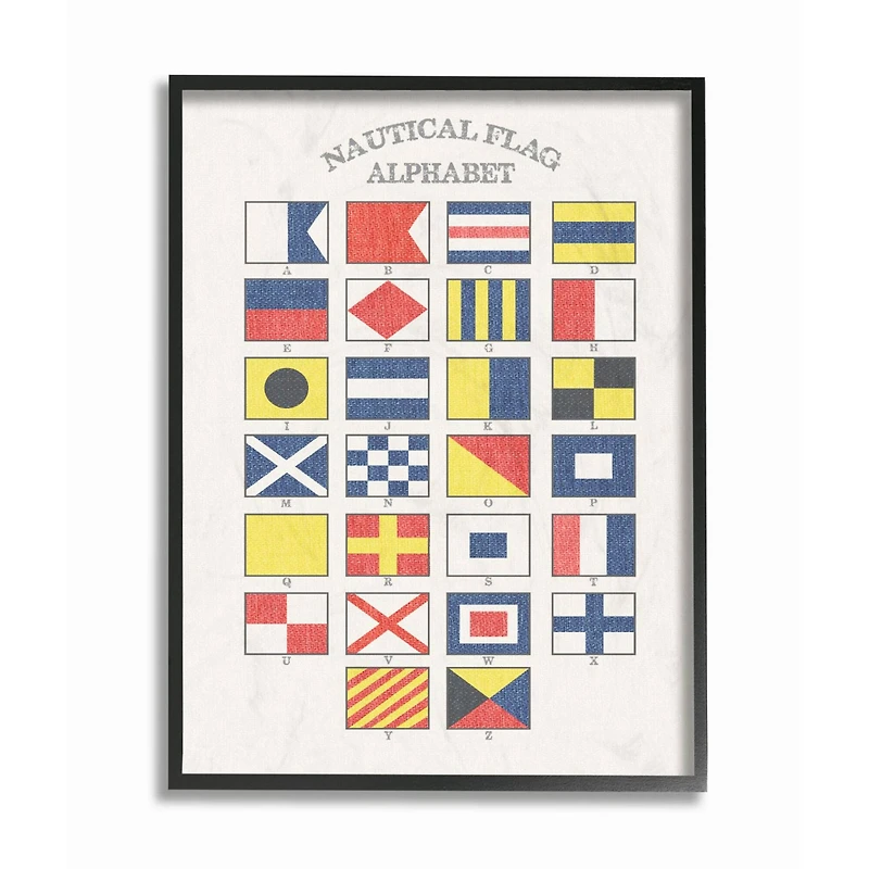 Stupell Industries Nautical Flag Alphabet Black Framed Wall Print