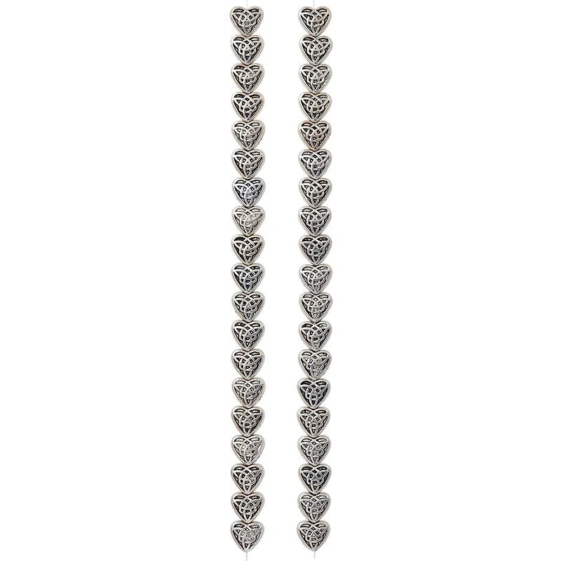 Antique Silver Carved Heart Beads, 8mm by Bead Landing™