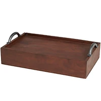 18.25" Wood Hidden Drawer Tray with Black Metal Handles