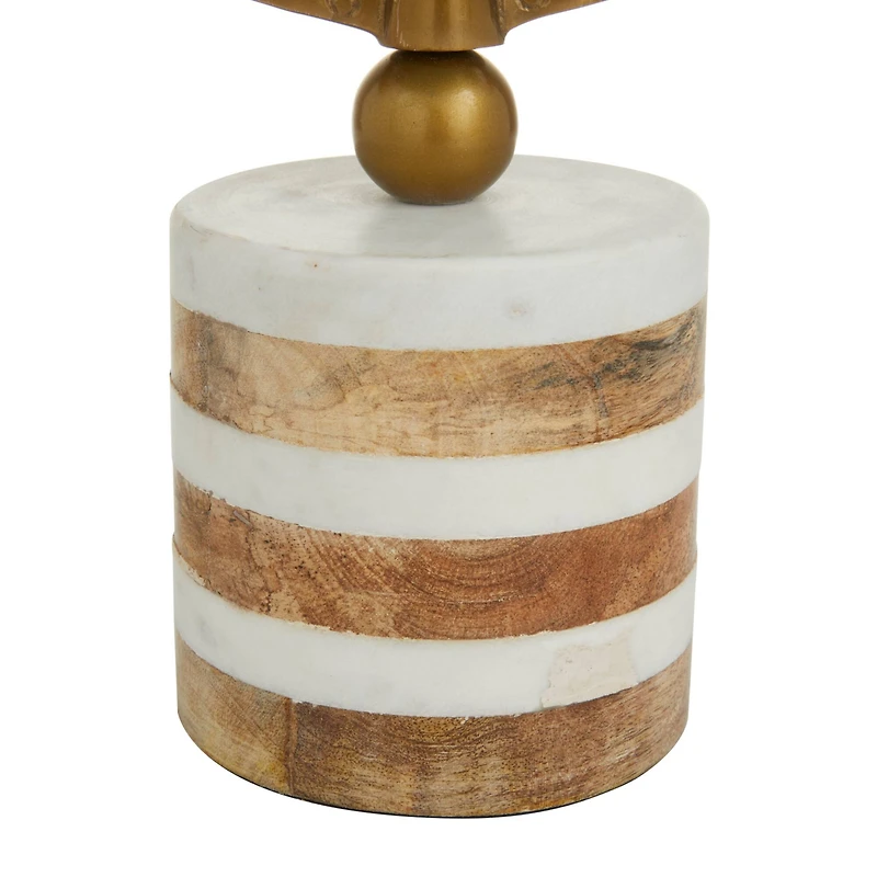 16" Blue Ceramic & Metal Coastal Globe