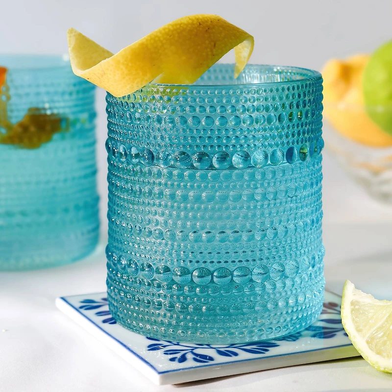 Kate Aspen® 10oz. Textured Beaded Aqua Glasses, 6ct.