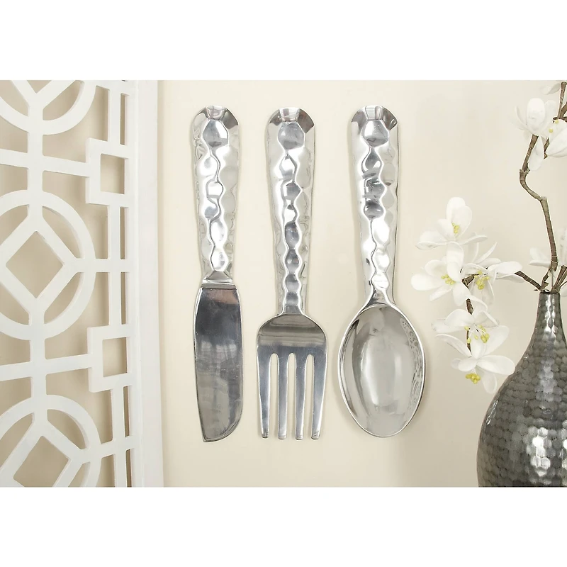Silver Aluminum Utensils Wall Decor Set