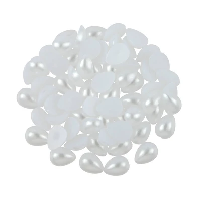 8mm White Plastic Flatback Pearl Teardrops, 300ct. by Bead Landing™