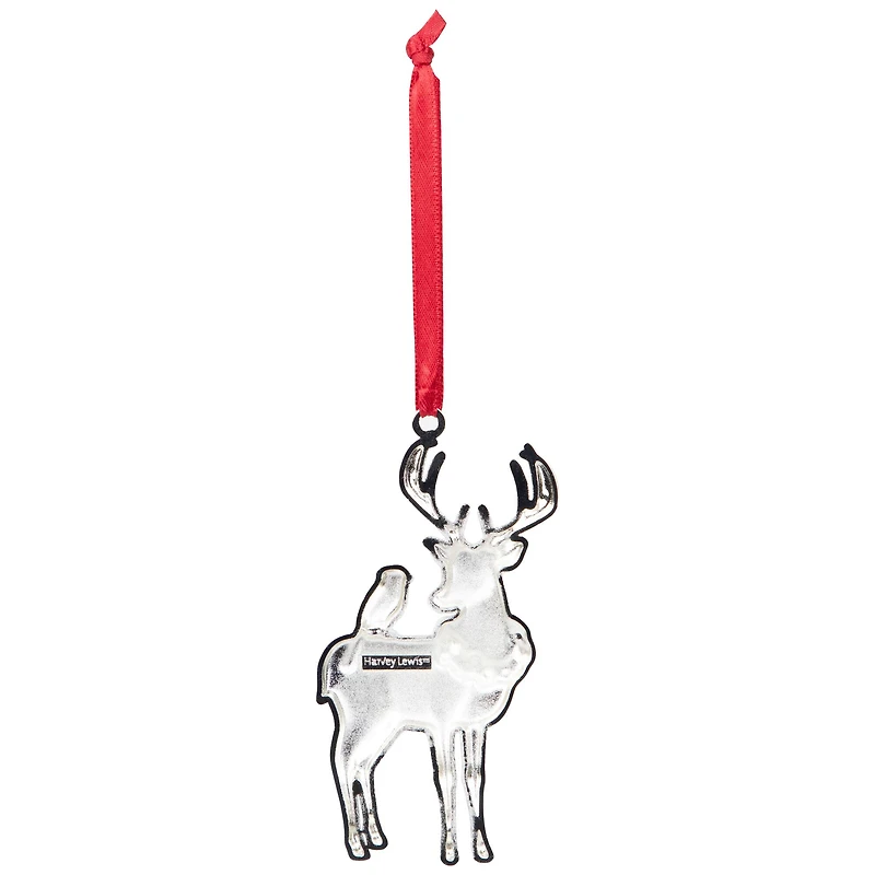 Reindeer with Cardinal and Wreath Christmas Ornament - 4"