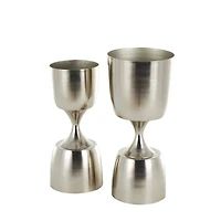 Silver Hourglass Shaped Metal Planter Set with Elevated Base