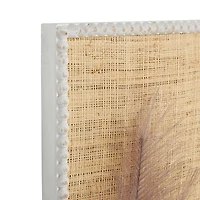 Brown Wood Leaf Handmade 3D Pampas Stem Wall Decor with Beaded Frame, Set of 2