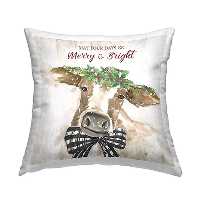 Stupell Industries Merry & Bright Country Cattle Throw Pillow