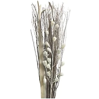 40" Gray Dried Plant Floral Bouquet Branch Natural Foliage with Grass Stems