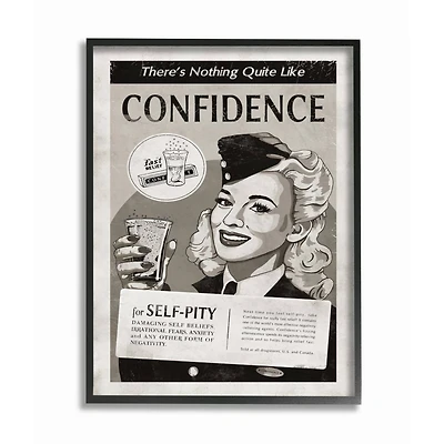 Stupell Industries Confidence Vintage Comic Book Wall Art in Black Frame