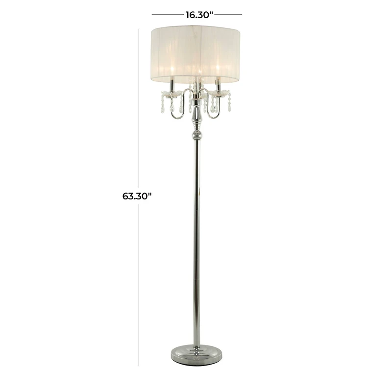 Silver Metal Floor Lamp 16" x 16" x 63
