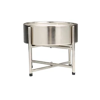 55oz. Sweet Bamboo Scented White 4 Wick Candle in Silver Bowl with Stand