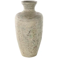Brown Ceramic Vase with Green Accents
