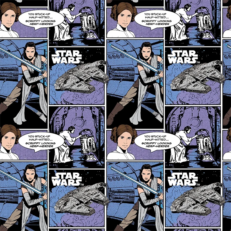 Star Wars™ Girl Power Comic Strip Cotton Fabric