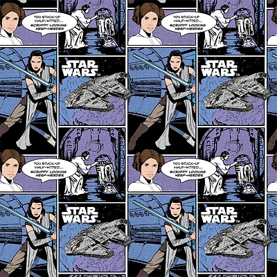 Star Wars™ Girl Power Comic Strip Cotton Fabric