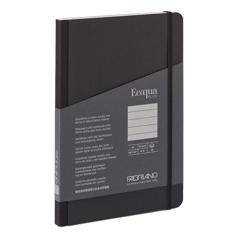 Fabriano® EcoQua Plus A5 Lined Fabric-Bound Notebook
