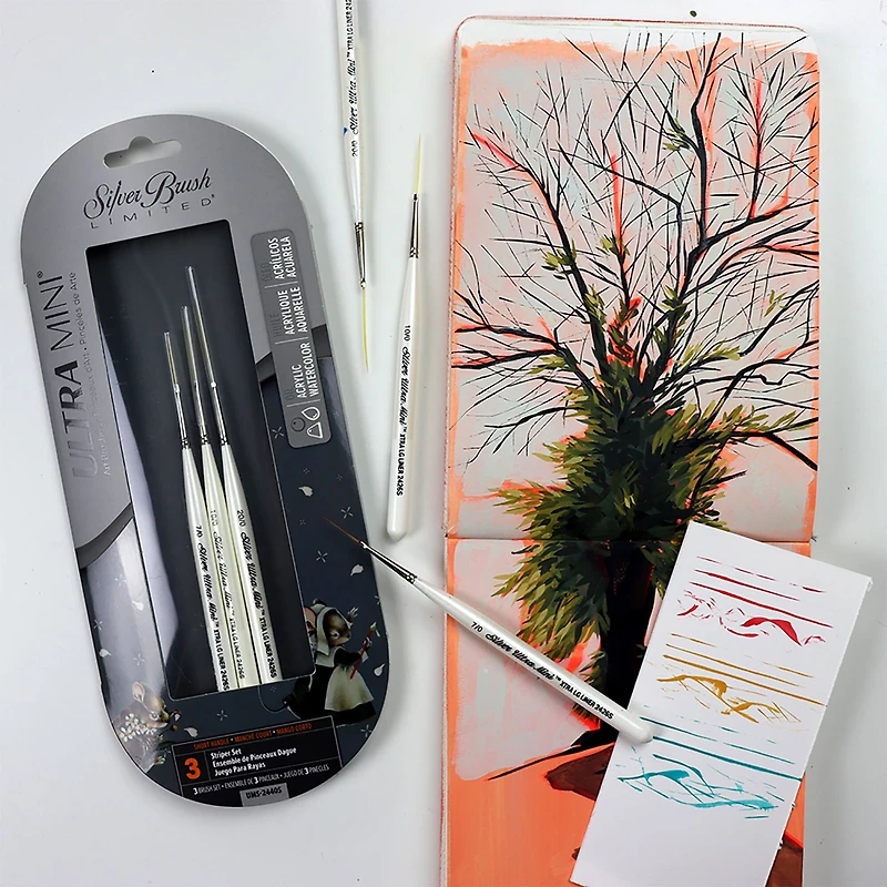 Silver Brush Limited Ultra Mini® White Striper Brushes, Set of 3