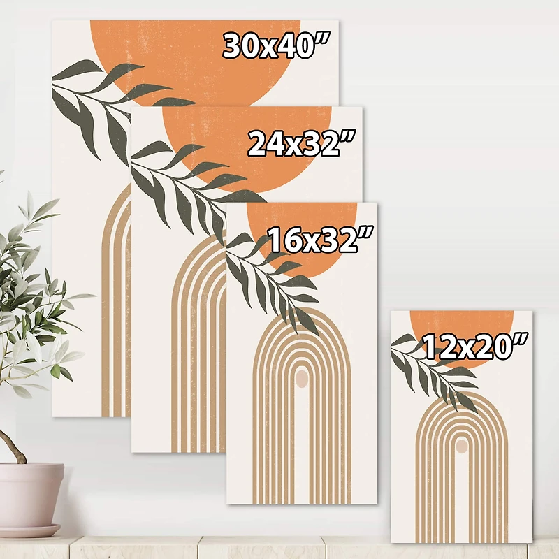 Designart - Abstract Sun Moon Leaves I