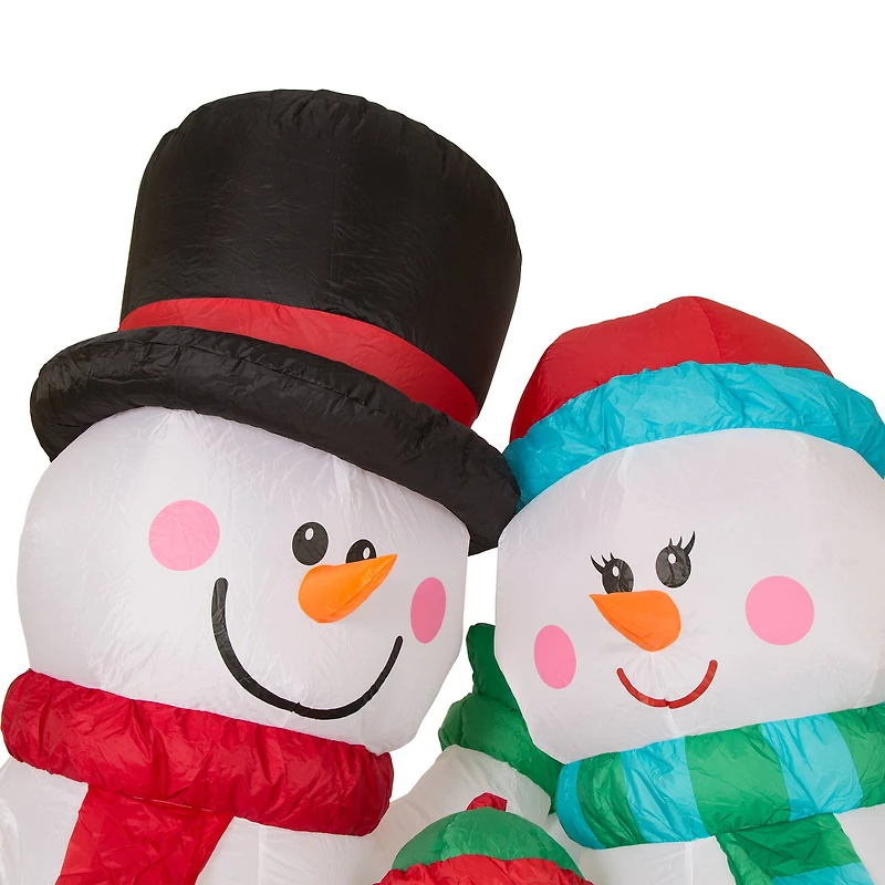 8ft. Glitzhome® Inflatable Snowman Family with Lights