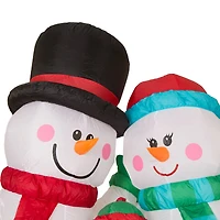 8ft. Glitzhome® Inflatable Snowman Family with Lights