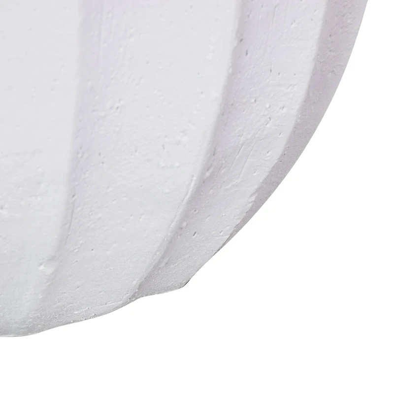 17.75" White Wide Magnesium Oxide Vase with Carved Grooves