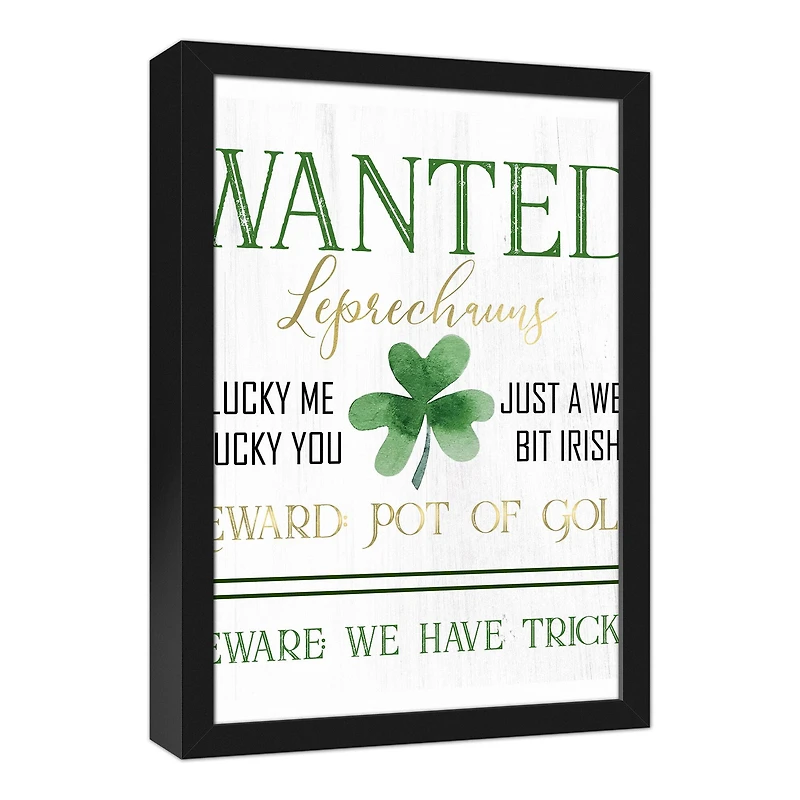 Leprechauns Wanted 17.73" x 17.73" Black Framed Canvas