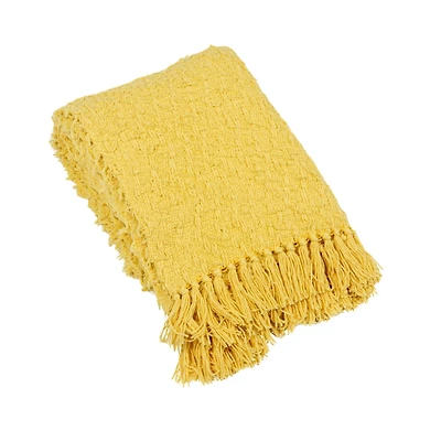 Hello Honey® 60" Chartreuse Woven Cotton Throw Blanket with Fringe