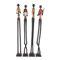 40" Brown Polystone Eclectic Musician Sculpture Set