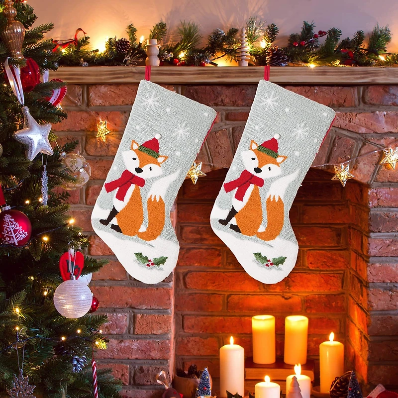 Glitzhome® 20" Fox Christmas Stockings, 2ct.