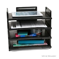 Mind Reader Black 4-Tier Desktop Document & Folder Tray Organizer