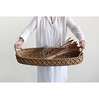 Hello Honey® 32" Decorative Oval Woven Seagrass Tray with Handles