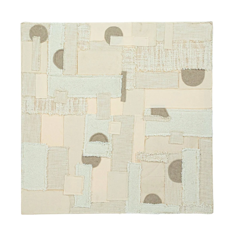 Hello Honey® 30" Fabric Patchwork Wall Hanging with Oak Wood Frame